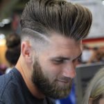 mega volume pompadour with line detail