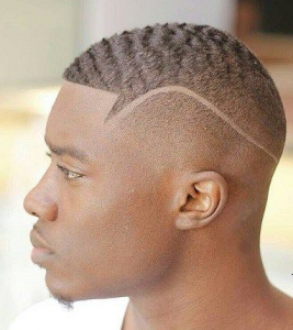 short fade with curved line
