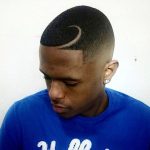 bald fade with curved part