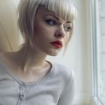 Punk Hairstyles for Women – Blonde Bob with V-Shaped Bangs